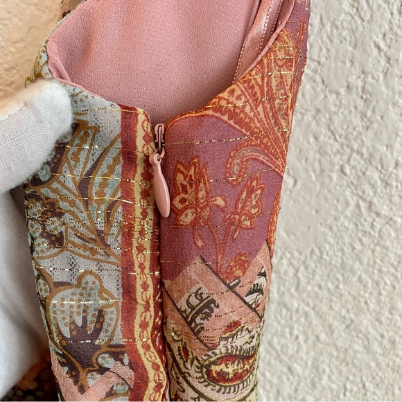 Kay Unger Pink Midi Dress with Gold Details and Beads - Picture 5 of 5